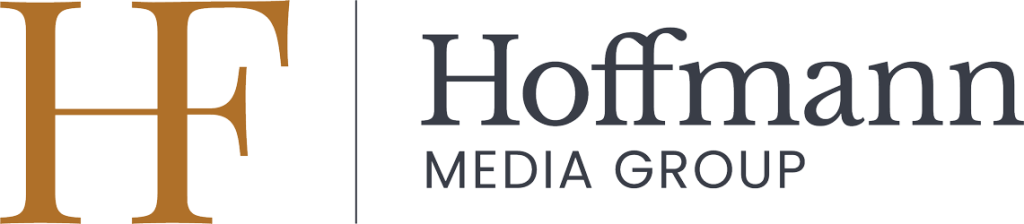 The Hoffmann Media Group logo features large gold "HF" initials on the left and the company name in gray text on the right, reflecting their expertise in Programmatic Advertising and innovative digital solutions.