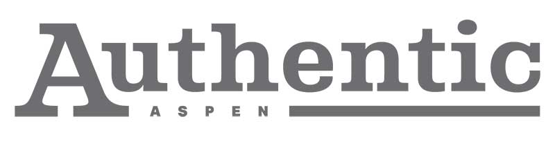 The image displays the word "Authentic" in large, bold letters with "Aspen" in smaller text underneath and a horizontal line extending to the right, reflecting a Premier Media Network for Digital & Advertising Solutions.