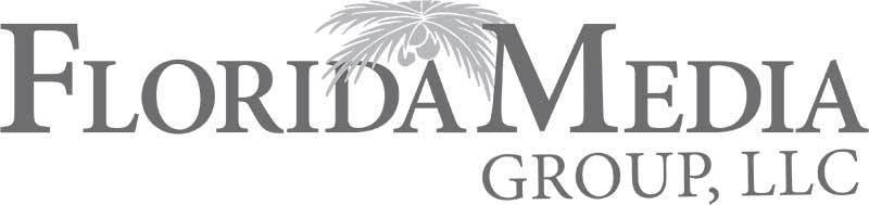 Logo for Florida Media Group, LLC, with a palm tree graphic integrated into the company name, representing a premier media network specializing in print advertising and video & streaming services.