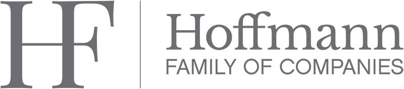 The Hoffmann Family of Companies logo with large initials "HF" on the left and the company name in gray text on the right, reflecting expertise in Programmatic Advertising.